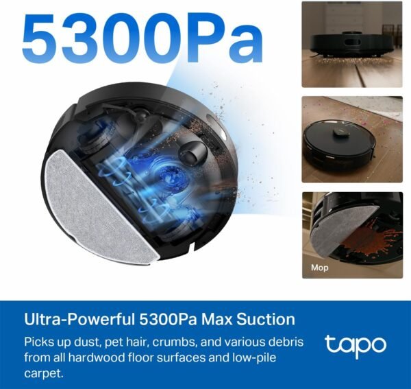 Tapo LiDAR Smart Navigation Robot Vacuum and Mop with Self-Emptying Dock - Image 4
